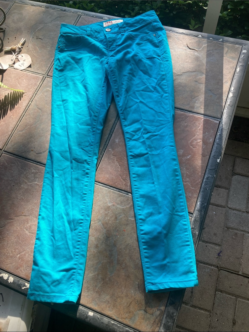 LEI Ashley By 26 International Teal Skinny Pants